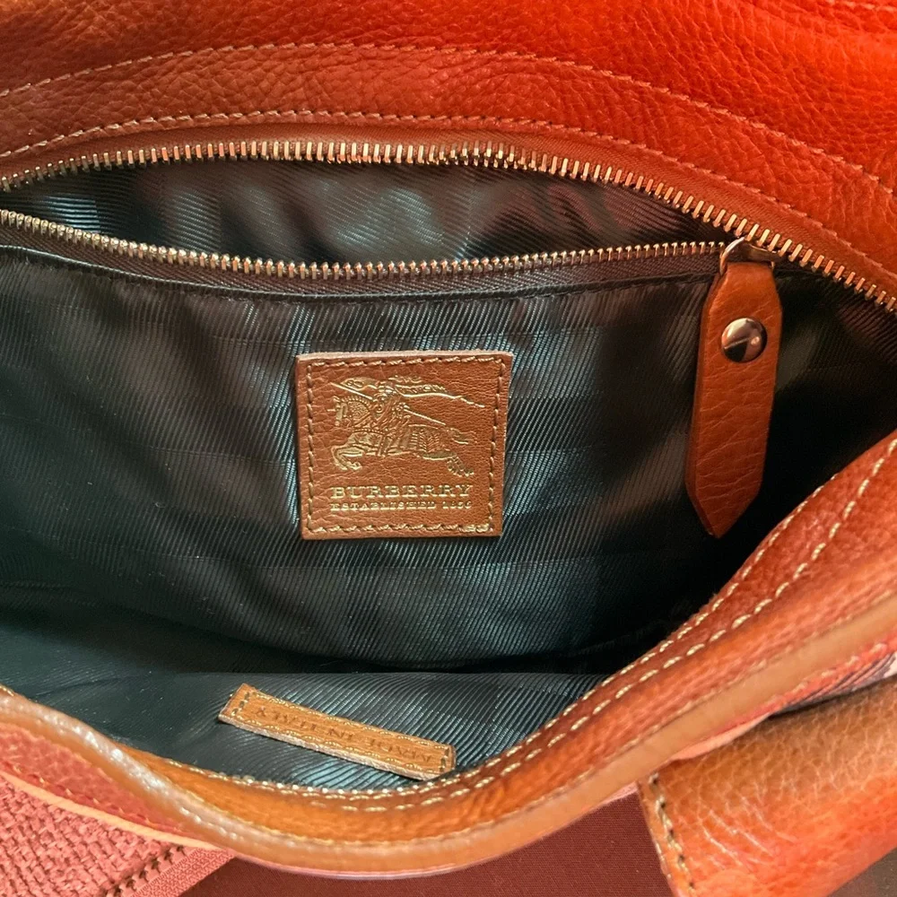 BURBERRY Satchel Canvas Check Shoulder Bag Caramel - Picture 13 of 15